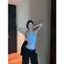 Áo yếm hở lưng kẻ sọc màu xanh dành cho nữ mùa hè Slim-fit Thiết kế bên trong Feel Hot Girl Base Top Trang phục bên ngoài