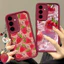 Hoa Dâu Tây Tranh Mặt Dây Chuyền Dây Xích Dành Cho Infinix Hot 60 50 40 30i Note 40 50 Pro 50S 40S Smart 9 8 10 Plus Tecno Camon 40 Pro 50 Ốp Lưng Điện Thoại Silicon Mờ