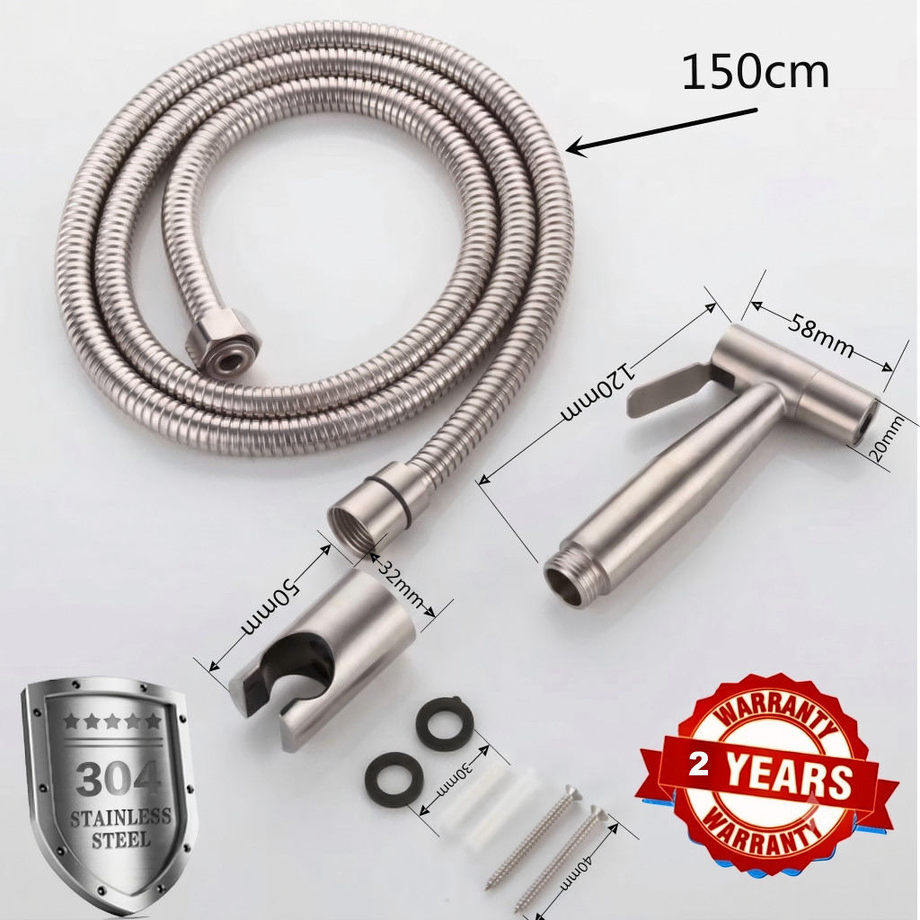 Vòi xịt vệ sinh Tăng Áp  vòi xịt toilet inox 304 kèm dây dẫn và đế cài Bảo Hành 2 Năm
