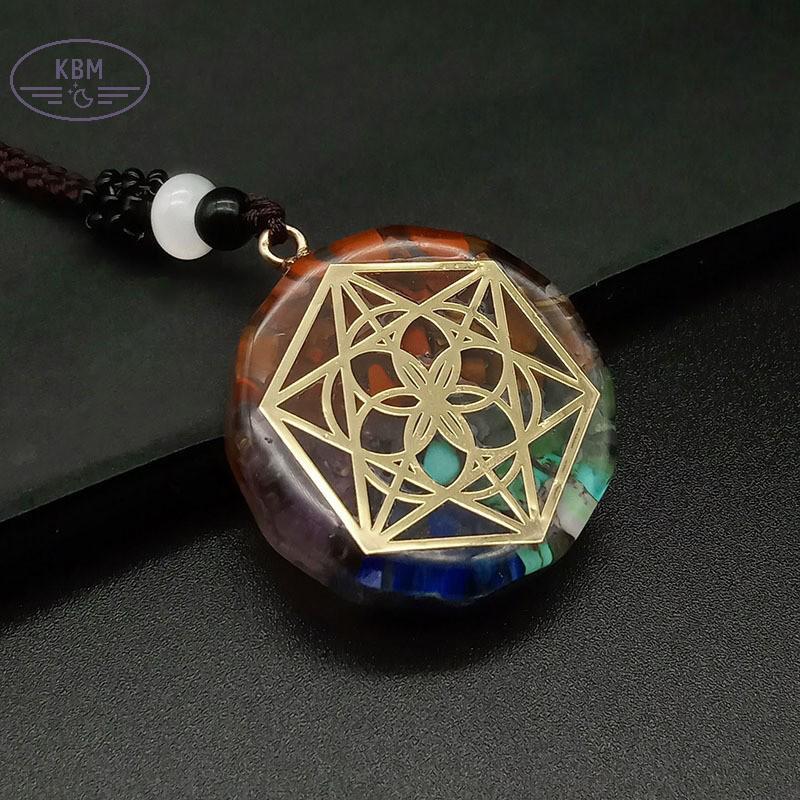 KBM Máy Phát Điện Năng Lượng Bùa 7 Luân Xa Mặt Dây Chuyền Nelace Orgonite Thiền Cân Bằng Emf Bảo Vệ Ne Dây Xích Trang Sức FSSG