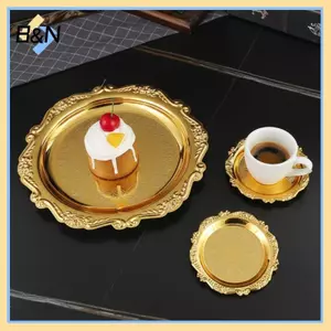B & N Retro Sang Trọng Đĩa Thép Không Gỉ Bánh Món Tráng Miệng Khay Trà Cao Ốc Ốc Món Ăn Trái Cây Trang Sức Lưu Trữ Để Bàn Trang Trí Đồ Gia Đình.