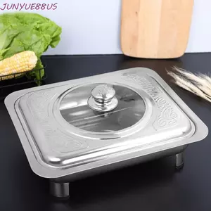 JUNYUE88US Khay đựng thức ăn Chafing, Nồi cơm nướng thực tế bằng thép không gỉ, Đĩa đựng đồ ăn Giá đỡ hình chữ nhật Khay sưởi ấm đồ ăn nhẹ Nhà bếp