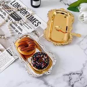 TRTR Vintage Dập Nổi Khay Phục Vụ Đĩa Cho Món Tráng Miệng Trang Sức Sắp Xếp Lưu Trữ Đĩa Sna Cho Bàn Ăn Trang Trí VN