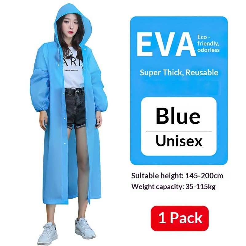 Áo mưa EVA dày VG dành cho người lớn Unisex Áo mưa dài có mũ trùm đầu chống nước Bảo vệ đi xe đạp ngoài trời