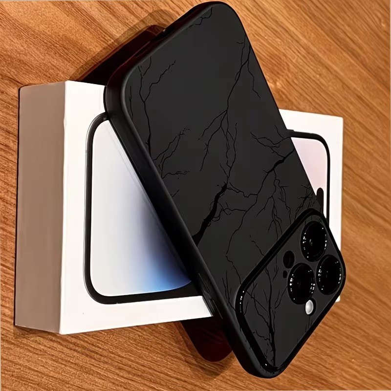 Lightning Crack Thiết Kế Màu Đen Mềm Ốp Lưng Điện Thoại iPhone 17 16 11 12 13 ProMax Ốp Lưng Cho iPhone 15 14 Plus X XS XR Bao