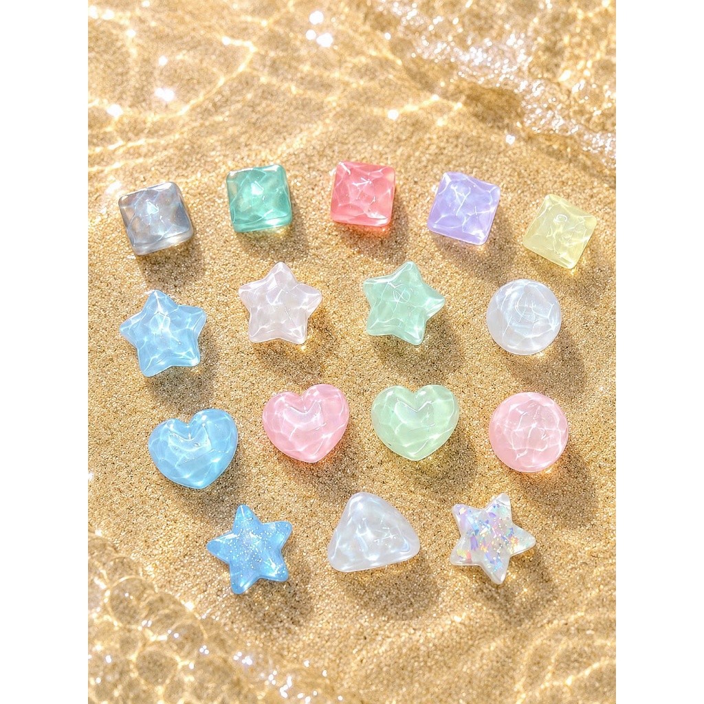 **Set Charm Resin Candy Galaxy ✨ Charm Resin Hình Sao Tim Pastel Trong Suốt Lung Linh Gắn Dép Crocs Phong Cách Fairycore