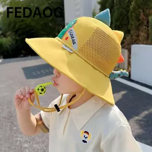 Mũ xô trẻ em FEDAOG, Mũ chống nắng vành rộng chống tia cực tím, ngoài trời có còi hoạt hình dễ thương Mũ đi biển cho trẻ sơ sinh bé gái bé trai
