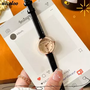 Đồng hồ NICOLOO dành cho nữ, Dây da Đồng hồ đeo tay chống nước, Đồng hồ thạch anh chính xác tối giản thời trang dành cho nữ