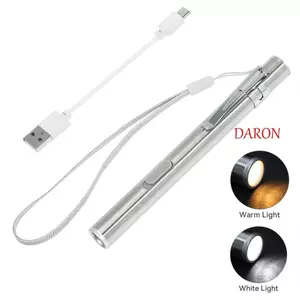 DARON Doctors Pen Light, Di động có kẹp thép Đèn pin bỏ túi y tá, Thép không gỉ chuyên nghiệp Chống nước Ánh sáng vàng / trắng Điều dưỡng Penlight Cắm trại