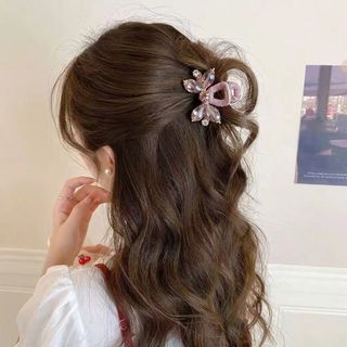 Màu Pháp Pha Lê Nhỏ Lấy Kẹp Nữ Tinh Tế Kim Cương Giả Tóc Nổ Bên Kẹp Đầu Nửa Tóc Cá Mập Kẹp