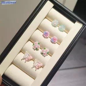Bluelover 1 / 4 Cặp Hoa Ngọt Ngào Bướm Bông Tai Dành Cho Nữ Bé Gái Dễ Thương Mini Nhựa Bông Tai Dự Tiệc Thời Trang Phụ Kiện Trang Sức Quà Tặng Mới