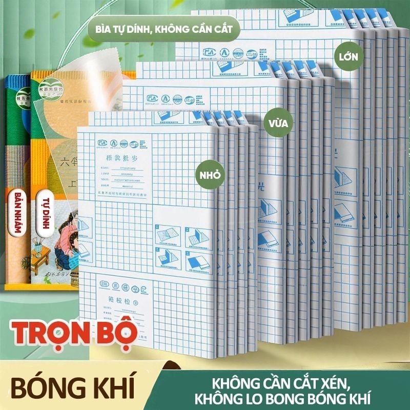 Bọc sách decal trong suốt chống nước chống rách chống bẩn tự dính nhiều kích cỡ cho học sinh