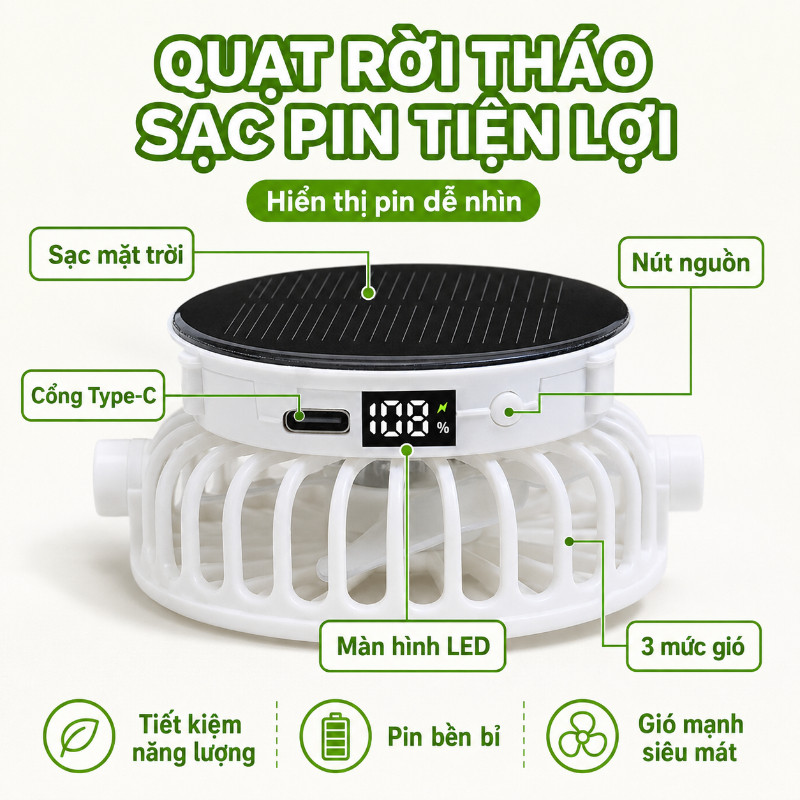 Mũ Năng Lượng Mặt Trời Có Quạt, Sạc USB - Chống Nắng, Thoáng Khí, Chống UV, Cho Cắm Trại, Câu Cá, Đạp Xe