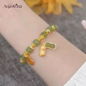 AqToCna Thời Trang Đậu Phộng Luy Vòng Tay Nữ Ánh Sáng Sang Trọng Giả Hetian Ngọc Tính Khí Đính Hạt Vòng Tay Trang Sức Vòng Tay Quà Tặng AqToCna