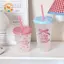 CANAMEK 1 Ins Di Động Có Thể Tái Sử Dụng Chai Nước Kawaii Cho Cà Phê Nước Trà Sữa Nhựa Dễ Thương Cốc Lạnh Có Nắp Ống Hút CSF