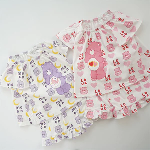 Bộ Đồ Ngủ Hoạt Hình Hai Mảnh Bé Gái Mùa Hè Ngắn Tay Quần Short 90-140 Size TZXQ