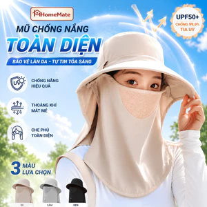 Mũ Chống Nắng UV 99% HomeMate Kèm Khẩu Trang Che Cổ Tháo Rời, Nón Chống Nắng Toàn Diện Đi Xe Máy Thoáng Khí