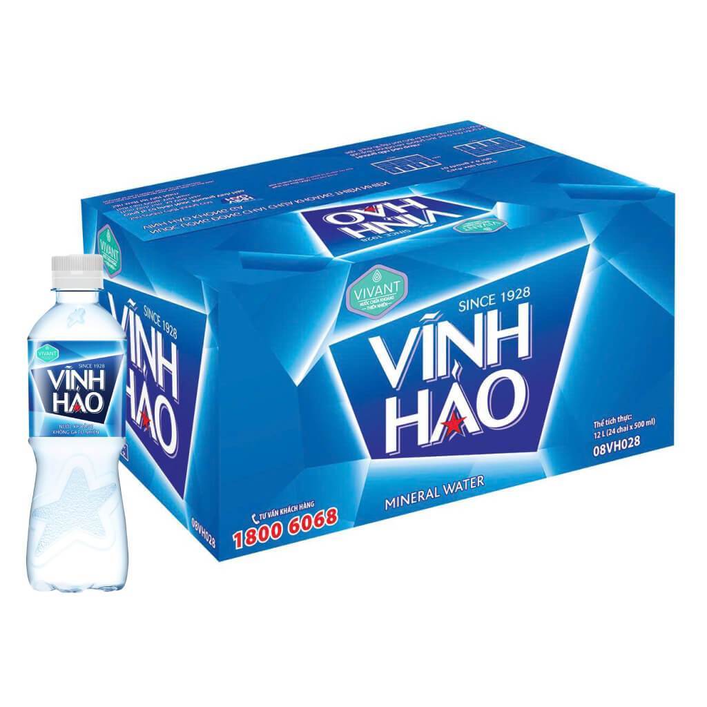 Thùng 24 chai nước khoáng Vĩnh Hảo 500ml