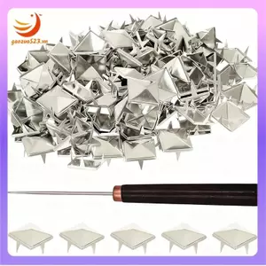Kim tự tháp bạc cho đinh tán quần áo 10 Mm, đinh tán kim loại vuông bốn khung, đồ thủ công, DIY