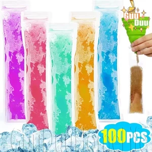 Túi đựng kem trong suốt - Túi đựng kem Lolly tự làm - Ống ăn nhẹ dự tiệc mùa hè - Khuôn sữa chua kem DIY dùng một lần - dành cho trẻ em Dụng cụ nhà bếp có thể tái sử dụng / Giao hàng miễn phí