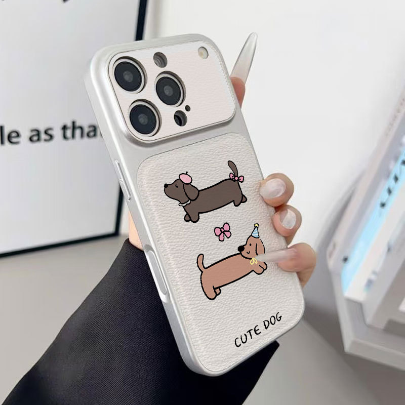 Ốp lưng iPhone mạ điện họa tiết da cho iP 17 16 15 14 13 12 11 Pro Max Plus Xr Xs Max họa tiết xúc xích