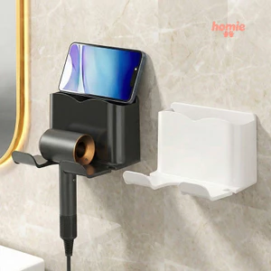 Giá đỡ máy sấy tóc gắn tường phòng tắm, không cần khoan, chống gỉ, chống thấm nước, làm bằng nhựa ABS.