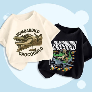 Áo Bombardiro Crocodilo áp thun cộc tay  chất cotton thoáng mát cho bé 1-10 tuổi