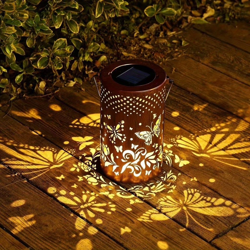 Năng Lượng Mặt Trời Hoa Hướng Dương Đèn Lồng Sắt Nghệ Thuật Rỗng Treo Đèn Sân Vườn Ngoài Trời Trang Trí Đèn Cắm Trại ELMD