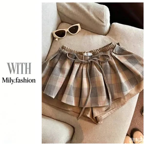 Milyfashion Retro Giảm Tuổi Kẻ Sọc Tất Cả Trận Đấu Váy Bánh Phong Cách Mới Cao Cấp Ôm Hơn Nhìn Chống chói Váy Ngắn Y2K Phiên Bản Hàn Quốc R