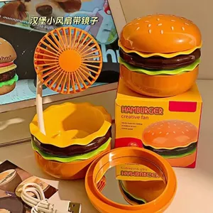 Sáng Tạo Burger Đa Năng Quạt Cầm Tay Di Động Văn Phòng Sinh Viên Sạc USB Im Lặng Quạt Nhỏ Quà Tặng Sinh Nhật