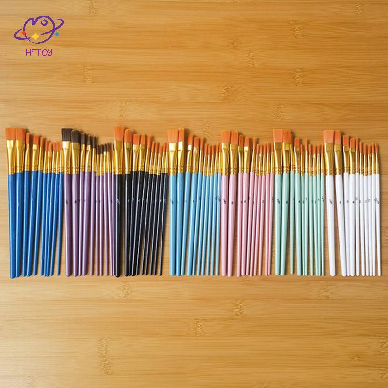 Bộ cọ sơn HFTOY 10pc Bàn chải sơn Nylon Bàn chải sơn dầu thanh ngắn Bàn chải Acrylic Bút màu nước Đồ dùng nghệ thuật chuyên nghiệp chất lượng cao ~