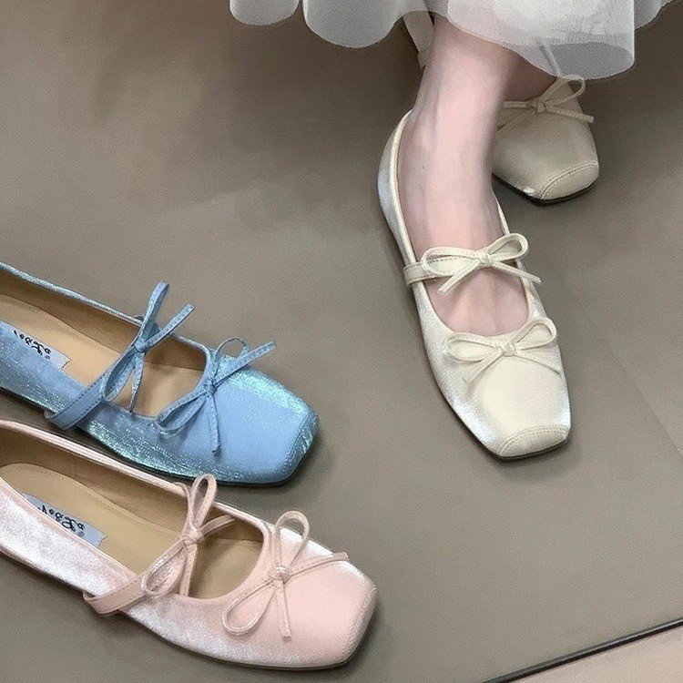 Phong Cách Hàn Quốc Thời Trang Một Chân Đế Thấp Ba Lê Đế Bằng PU Nữ Chống Trơn Trượt Chống Mài Mòn Nhẹ Bền Giày Thông Thường Sự Thật