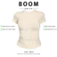BOOM Áo Baby Tee Nữ Cotton Ôm Body-Áo Thun Ngắn Tay Y2K In Hình PhongCách Mùa Hè, Cổ Tròn Hàng Đầucách hàn quốc phong003