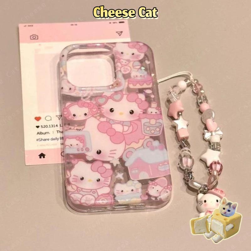 Dây Buộc Hồng Kính Mát Kitty Ốp Lưng Điện Thoại iPhone 14 11 12 13 15 16E 17 Pro Max XR Xs Max 7 Plus 8 Plus 6 SE