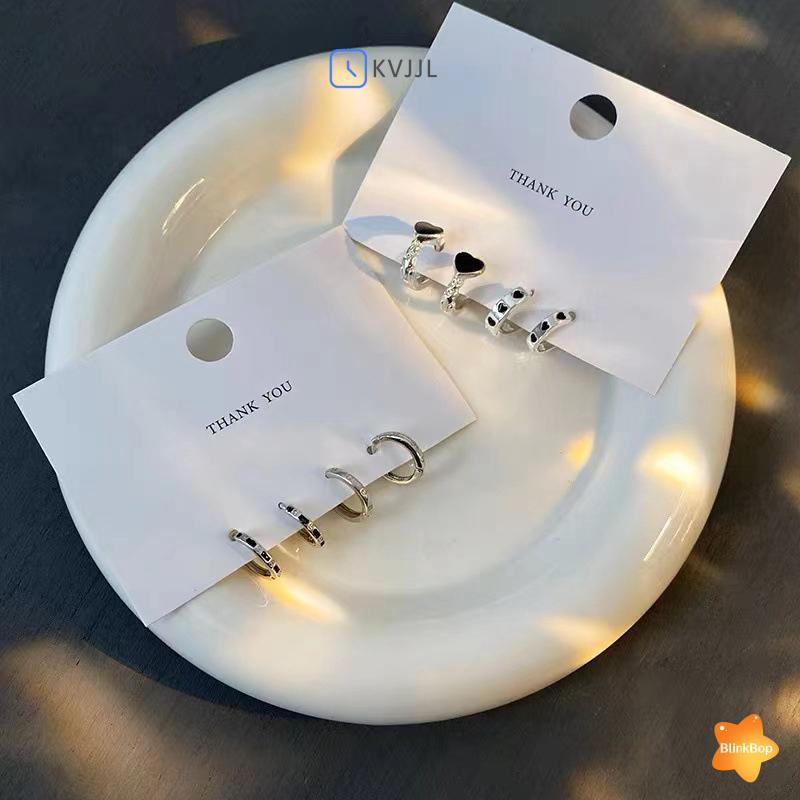 [KvJJL-t] 4 Bông Tai Vòng Pha Lê Bằng Thép Không Gỉ Thoáng Mát Hàng Ngày Trang Sức Phụ Kiện Mới