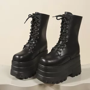 Giày Bốt Nữ Gothic cos Giày Tăng Chiều Cao 11cm Trắng Dày Đế Nhỏ Kích Thước Lớn Mùa Hè Truyện Tranh Triển Lãm Nền Tảng Giày Tăng Chiều Cao Giày Bốt Martin