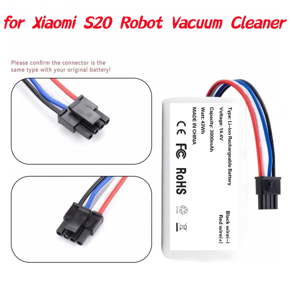 3200mAh cho Robot hút bụi Xiaomi S20 Robot quét độ bền Phụ tùng thay thế pin