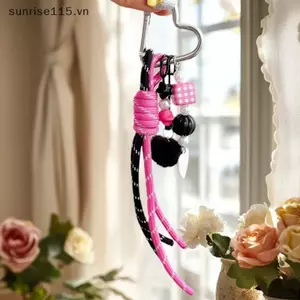SSVN Dây bện dễ thương Tình yêu Đính cườm Bóng lông tơ Móc khóa Mặt dây chuyền Bapa Charm Túi dây chuyền điện thoại Treo Girl DIY Love Bule Móc khóa Quà tặng.