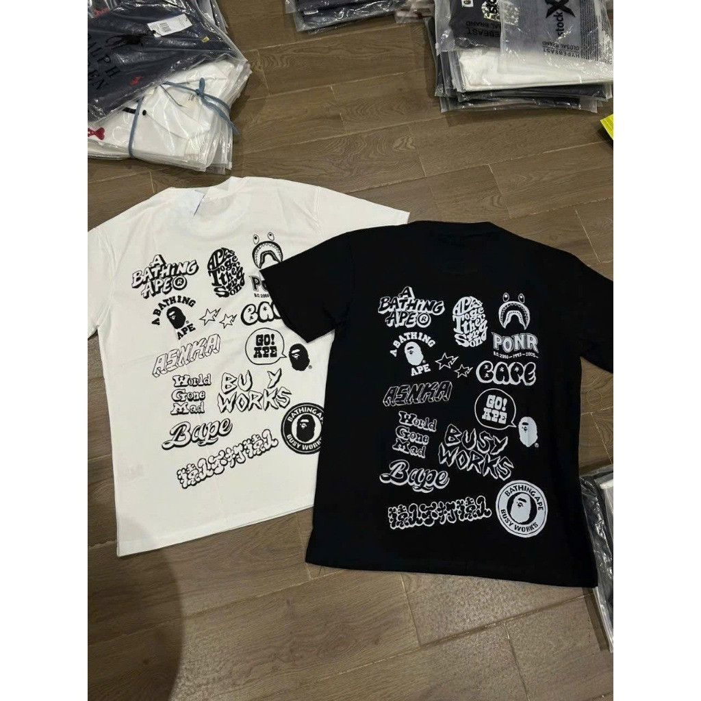 （Giao hàng 24h）Angela Áo Thun Bape Khỉ Icon Hình In Áo Phông Nam Nữ Form Rộng Unisex STAYRVIBES Full Tag Mạc Chuẩn