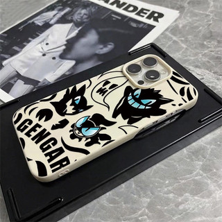 Anime Ghost Gengar Thích Hợp Cho iPhone 17 16 ProMax XS 12 Pro 15 ProMax 11 Pro Max 8 Plus 14 Pro XR 13 Ốp Mềm Nửa Gói 17 ProMax Chống Trầy Xước Chống Sốc