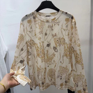 Milyfashion Size Lớn Tie-Dye Cat In Hơi Trong Suốt Mỏng Chống Nắng Mùa Hè Phong Cách Mới Phù Hợp Với Áo Ôm Hơn T Top Loose Y2K LVD