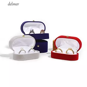 Hộp đựng nhẫn đeo tay DELMER, Nhẫn đính hôn nhung Hộp đựng nhẫn cưới, Hộp đựng đồ trang sức thời trang Hộp đựng nhẫn tổ chức Màn hình cặp đôi Giá đỡ nhẫn đính hôn