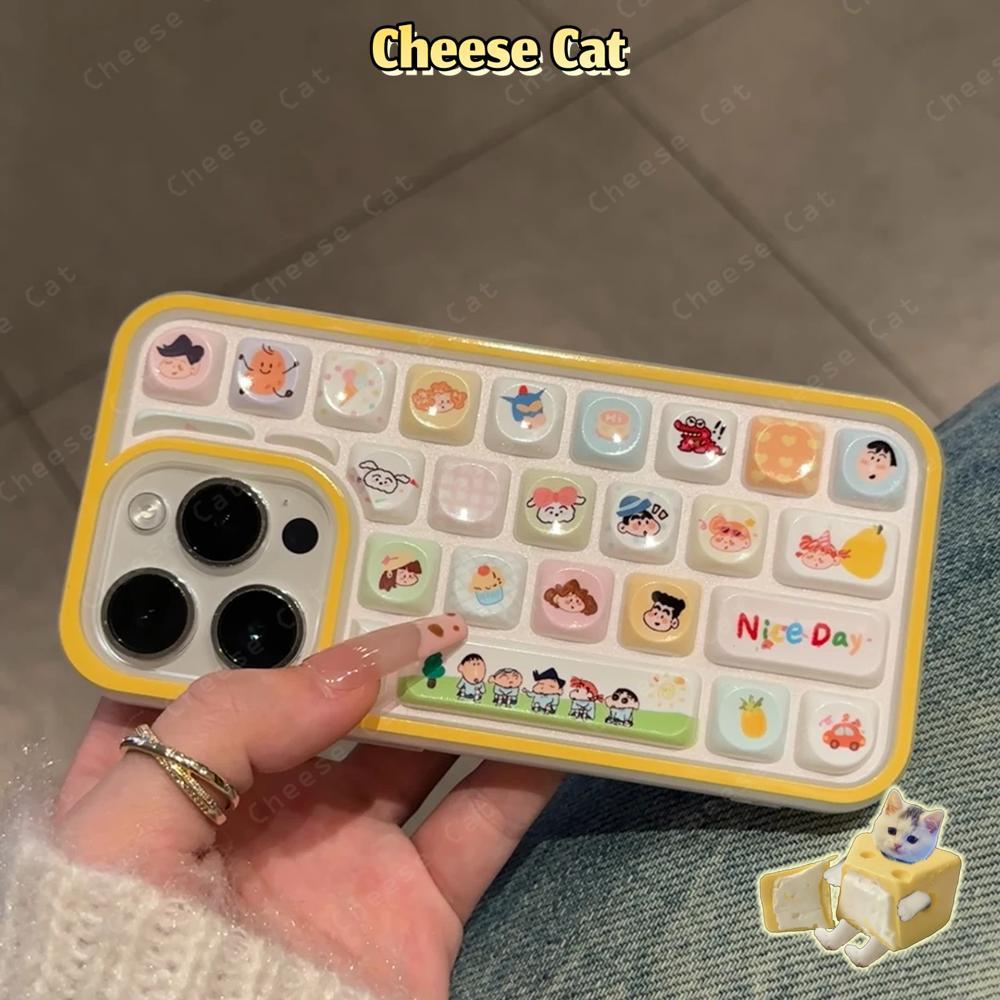 Ốp Lưng iPhone Hoạt Hình Kỳ Nghỉ Kitty Cho iPhone 11 14 13 15 12 16 17 Pro Max Vỏ Bàn Phím Sáng Tạo