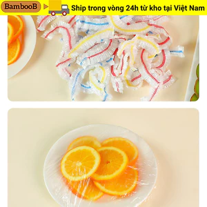 BAMBOOB 100 chiếc Vỏ bọc thực phẩm dùng một lần, Túi nhựa đầy màu sắc miệng đàn hồi, Vỏ bọc nhựa giữ tươi dùng một lần