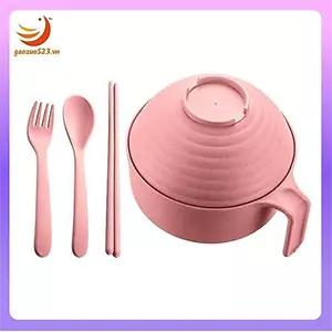 Bộ Bát Ramen Vi Sóng Có Đũa -, Nồi Mì Microwavable Có Nắp, Lý Tưởng Cho Ký Túc Xá Hồng Bắc Âu