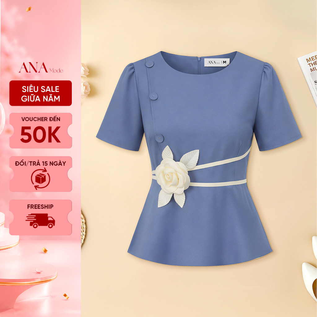 Áo Kiểu Công Sở Nữ ANA Mode Chất Liệu Cotton Sọc Thanh Lịch Đi Tiệc Quà Tặng Mẹ AK25VHH11