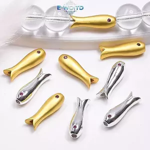 E-WOITD 10 Chiếc Thép Không Gỉ Hạt Cá Quyến Rũ Miếng Đệm Rời Hạt Để Làm Đồ Trang Sức Thủ Công Handmade DIY Vòng Tay Phụ Kiện Số Lượng Lớn E-WOITD