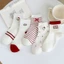 Vớ tất cổ trung trắng đỏ thêu icon Hello Kitty nơ sọc chấm bi tatvoso23