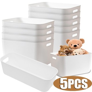 1 / 3 / 5 Hộp đựng đồ màu trắng để bàn có tay cầm - Hộp đựng đồ lặt vặt di động - Hộp phân loại ngăn kéo bằng nhựa