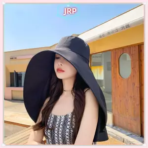 JRP Mùa Hè Mũ Dành Cho Nữ Bé Gái Ngoài Trời UV Chống Ne Tấm Che Nắng Câu Cá Đi Bộ Đường Dài Vành Rộng Khăn Choàng Đuôi Ngựa Mũ JRP